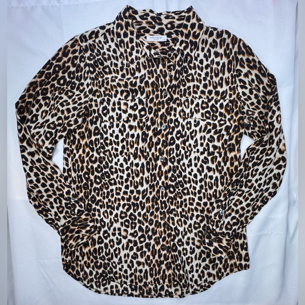 Equipment Femme Slim Signature Silk Blouse - Leopard Print Size: M